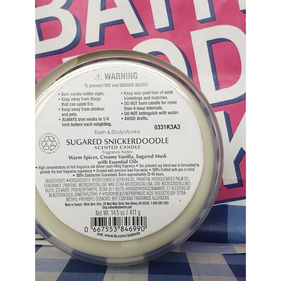 BBW Sugared Snickerdoodle Large 3 Wick Candle Holiday Home Fragrance Decor - Picture 2 of 2